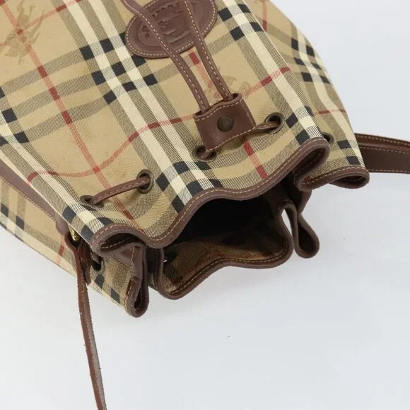 Authentic Burberrys Nova Check Shoulder Bag PVC Beige Gold - Picture 13 of 16